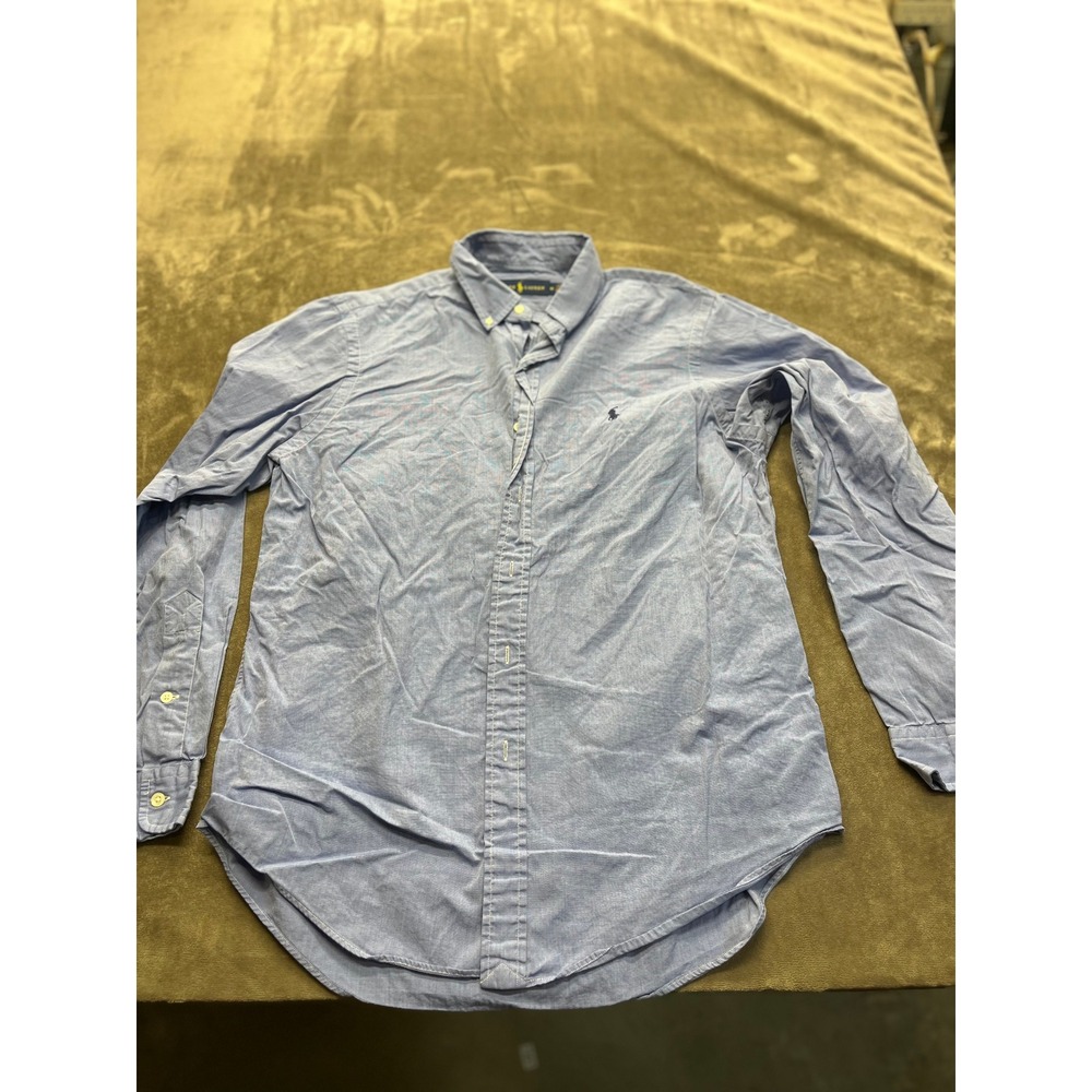 Ralph Lauren Mens Blue Micro Stripe Button Down Long Sleeve Shirt Size M